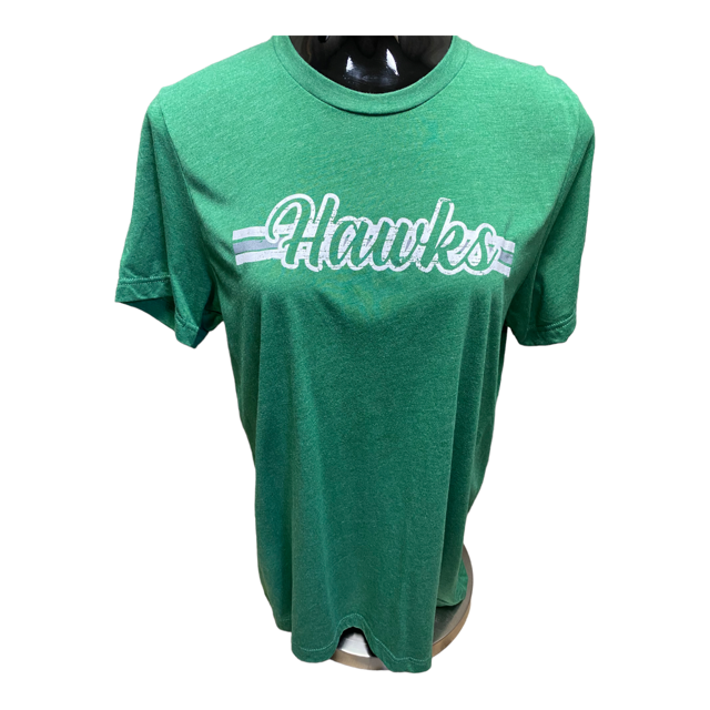 Green Hill Three Stipe Hawks Bella Canvas Tri Blend Tee