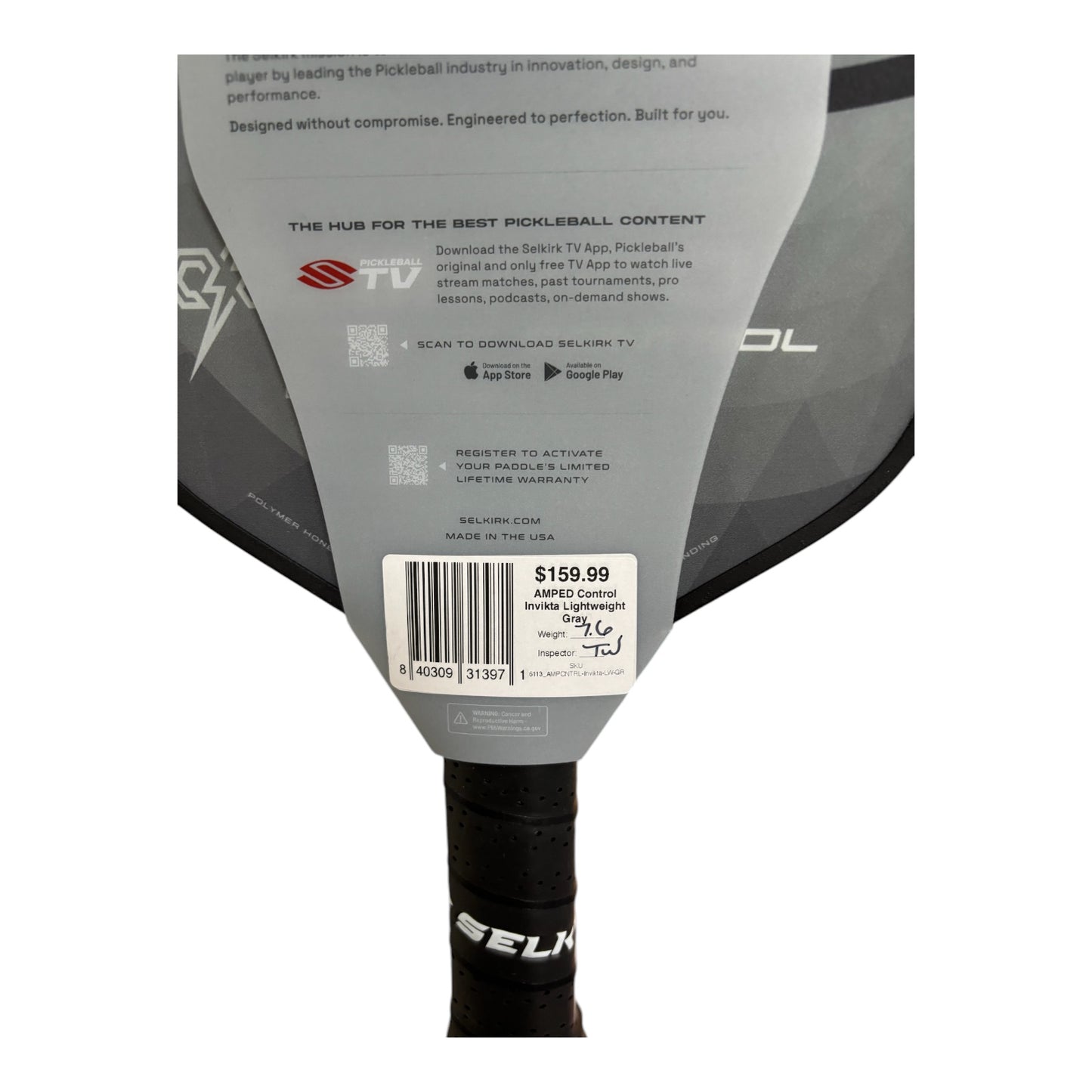 Selkirk Amped Control Invikta Lightweight Pickleball Paddle