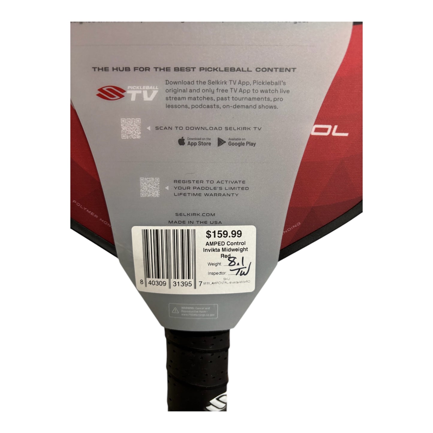 Selkirk Amped Control Invikta Lightweight Pickleball Paddle