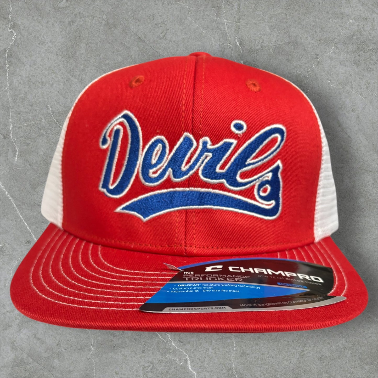 Lebanon Champro Trucker Style Script Devils Caps