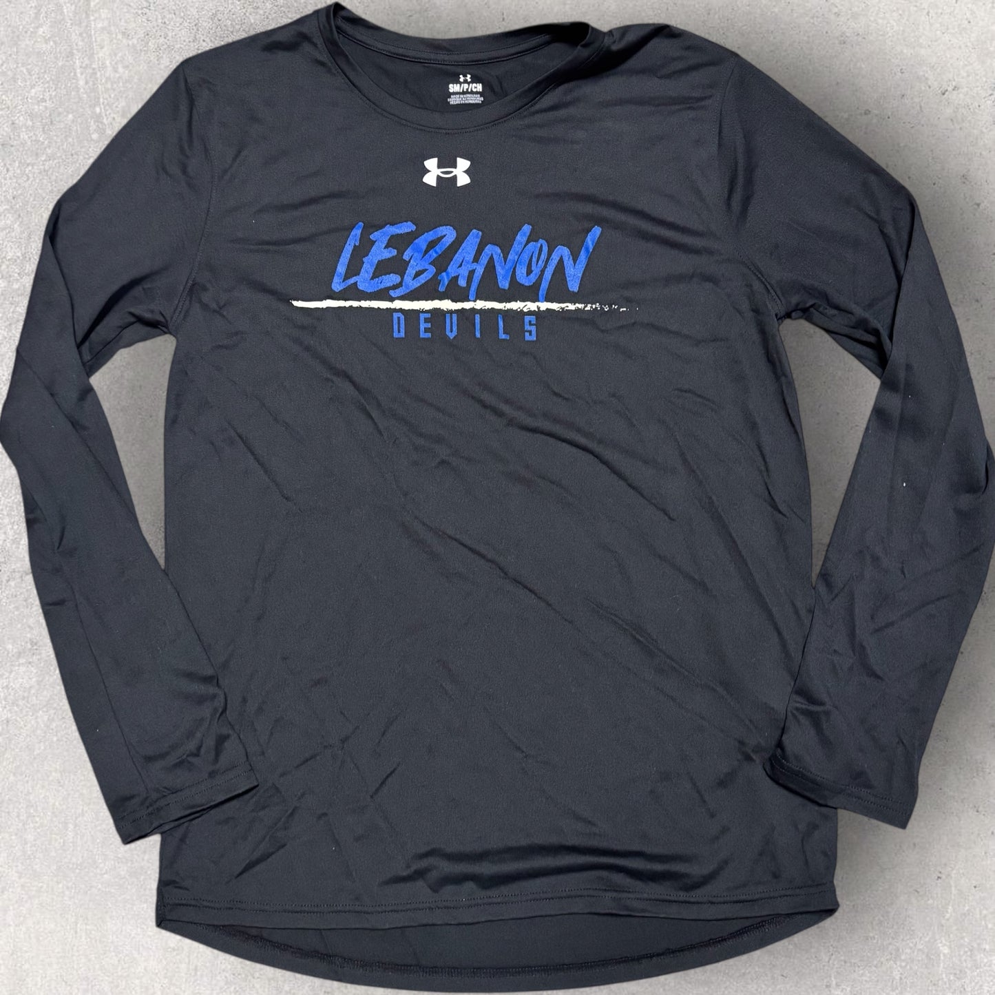 Lebanon Handwritten Line Devils UnderArmour LS Tee