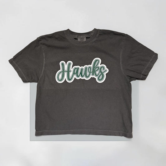 Green Hill Script Hawks Cropped Tee